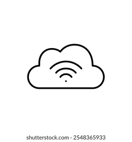 Cloud and wifi symbol. Wireless access to cloud platforms, data sharing, or remote collaboration. Pixel perfect vector icon