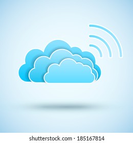 Cloud With  Wifi Symbol. Wireless Network Icon. Wi-fi Zone.. Vector Icon