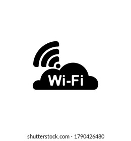 cloud wifi vector icon. Network, WiFi and wireless sign. Wifi zone symbol. WiFi simple logo black on white.