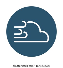 cloud with wind, block and flat style icon vector illustration design