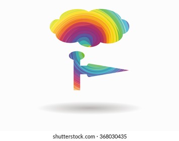 cloud and wind colorful icon