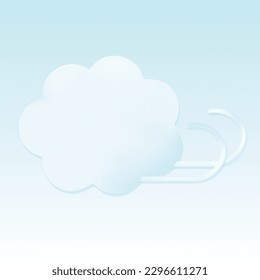 Cloud and wind. Cute pastel cartoon of weather symbol. 3D vector illustration isolated on blue background.