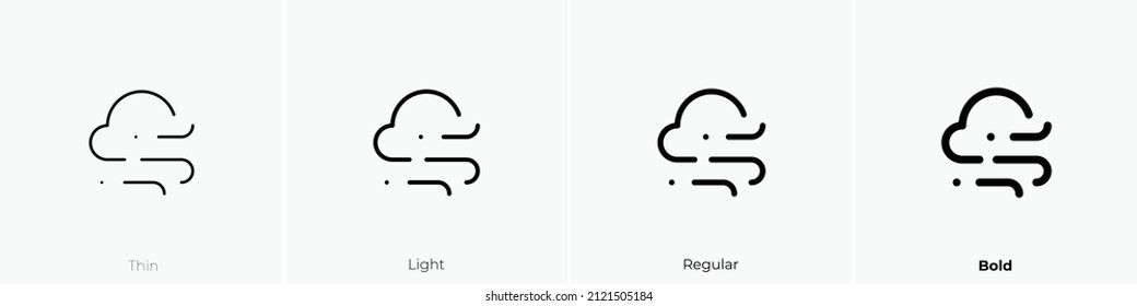 cloud wind icon. Thin, Light Regular And Bold style design isolated on white background