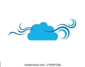 Cloud with wind icon vector. Wind graphic icon vector. Windy weather vector illustration. Blowing wind icon isolated on a white background