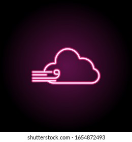 A cloud with a wind neon icon. Simple thin line, outline vector of web icons for ui and ux, website or mobile application