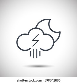 Cloud wind thunder moon icon vector