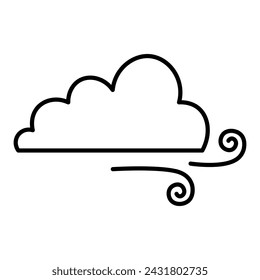 Cloud and wind weather icon, digital art illustration