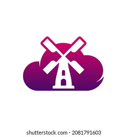 Cloud Windmill logo design vector template. Creative Windmill logo concept
