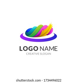 Cloud Wing/Feather Colorful Logo Design