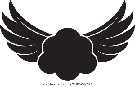 Una nube con alas ilustración en blanco y negro