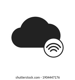 Icono inalámbrico en la nube, símbolo inalámbrico, icono de memoria de almacenamiento en la nube, fondo de la ilustración	
