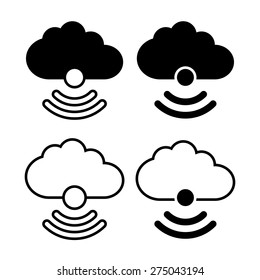 Cloud with wireless symbol icon.