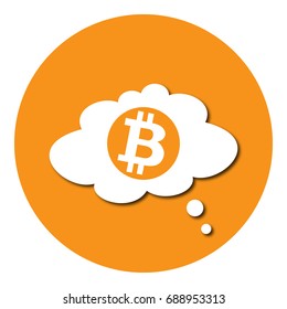 Cloud witn bitcoin logo for web