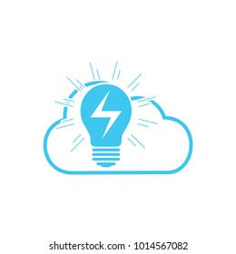 cloud wits shining light bulb electric symbol vector