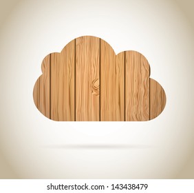 cloud wood over brown background vector illustration