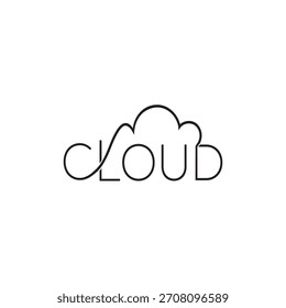 Cloud word minimal logo black and white vector file