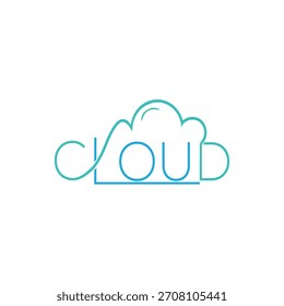 Palabra de la nube con diseño de logotipo mínimo Archivo de Vector azul y celeste