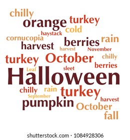 cloud of words list about autumn season