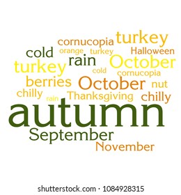 cloud of words list about autumn season