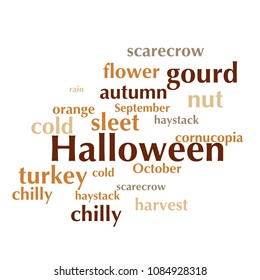 cloud of words list about autumn season