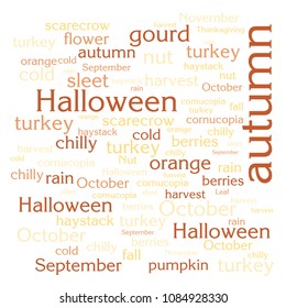 cloud of words list about autumn season