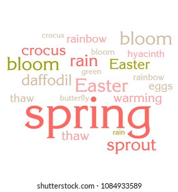cloud of words list about spring season