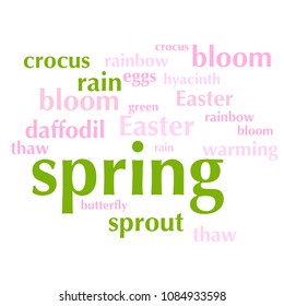 cloud of words list about spring season