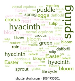 cloud of words list about spring season