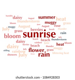 cloud of words list about summer season