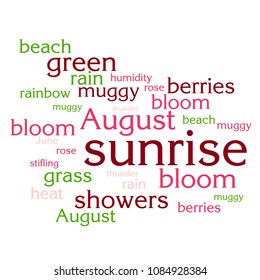 cloud of words list about summer season