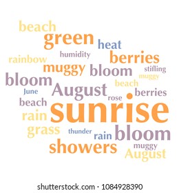 cloud of words list about summer season
