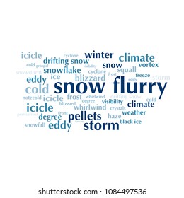 cloud of words list about winter season