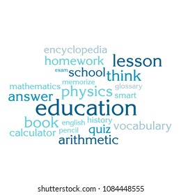 cloud of words list on the subject of school and education