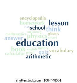 cloud of words list on the subject of school and education