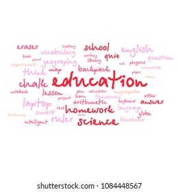 cloud of words list on the subject of school and education