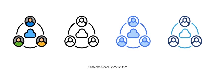 Cloud Workspace icon set multiple style collection