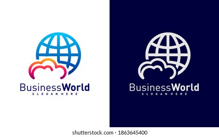 Cloud World logo vector template, Creative world logo design concepts