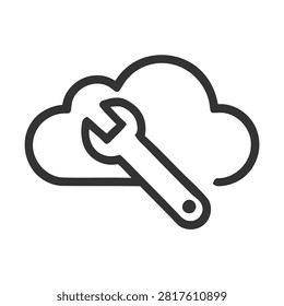 Cloud with wrench inside icon Vector, illustration