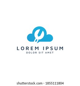 Cloud-Logo und negatives Raumlogo-Design