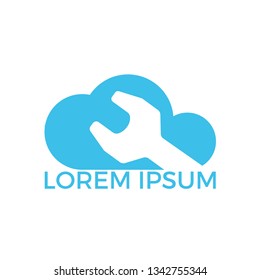 Cloud Wrench Tool Vector Logo Design. Repairing app for mobile concept and web design. 