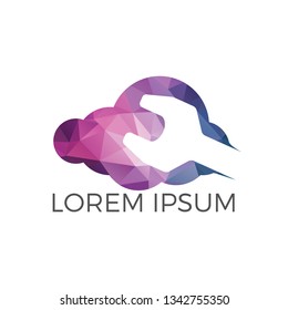 Cloud Wrench Tool Vector Logo Design. Repairing app for mobile concept and web design. 