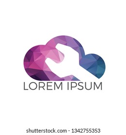 Cloud Wrench Tool Vector Logo Design. Repairing app for mobile concept and web design. 