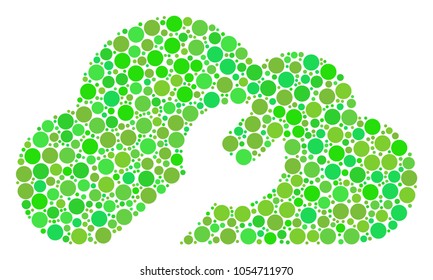 Cloud Wrench Tools collage of circle elements in different sizes and ecological green color tinges. Vector circle elements are organized into cloud wrench tools mosaic. Ecology vector illustration.