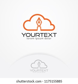 Cloud write logo, Logo design of online writing in line style. Publisher and creator logo template