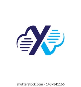 cloud X Letter logo design vector concept illustration
