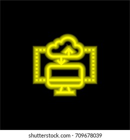 Cloud yellow glowing neon ui ux icon. Glowing sign logo vector