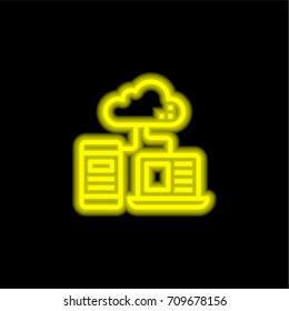 Cloud yellow glowing neon ui ux icon. Glowing sign logo vector