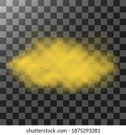 A cloud of yellow smoke or gas. Vector illustration, isolated on transparent background.