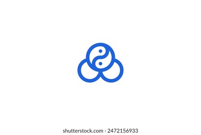 cloud with yin yang logo vector illustration design template