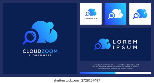 Modelo de design de logotipo de zoom de nuvem.